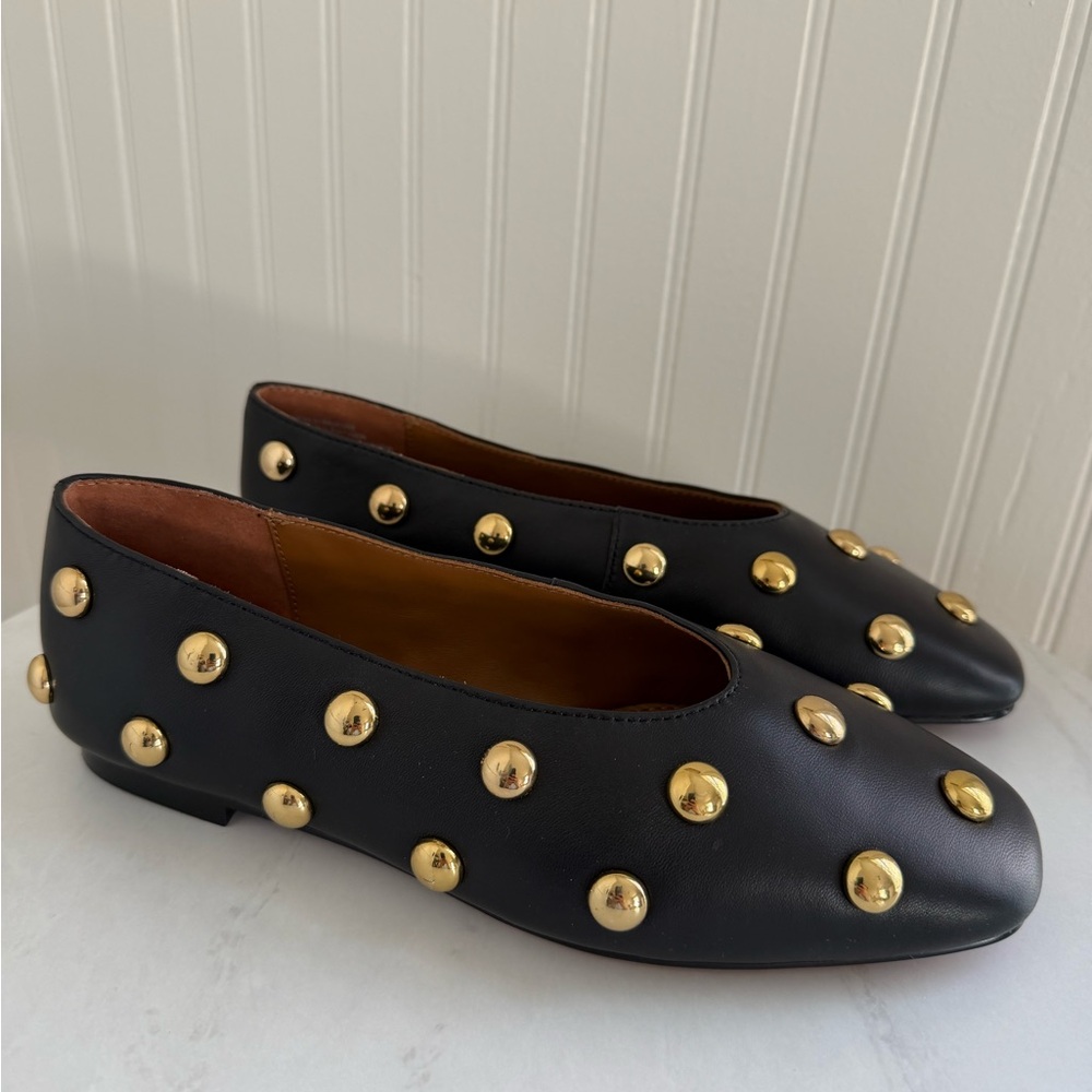 Madewell The Mylie Ballet Flat in Stud Embellished Leather NIB - Picture 3 of 10